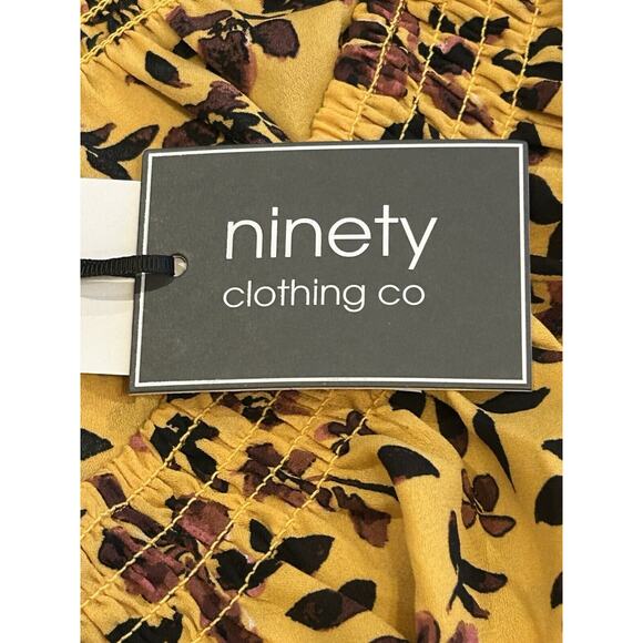 NWT Ninety Clothing Co Yellow Floral Peasant Shirt Women's size M - Picture 4 of 5